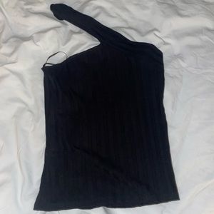 NWOT Reformation ribbed black one shoulder top size small